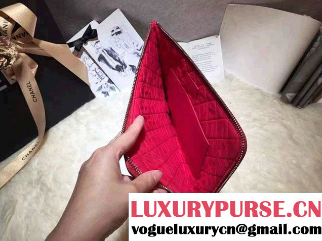 Chanel Calfskin Pouch Clutch Bag A82389 Dark Pink 2016