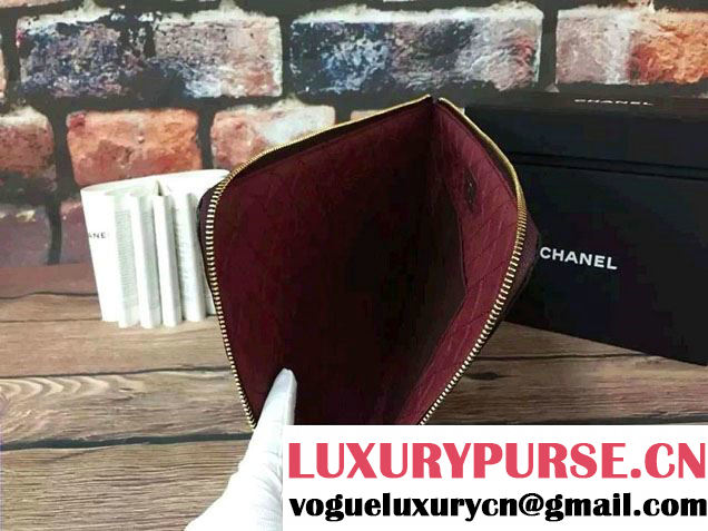 Chanel Grained Calfskin Pouch Clutch Bag A82388 Black 2016