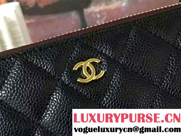 Chanel Grained Calfskin Pouch Clutch Bag A82388 Black 2016