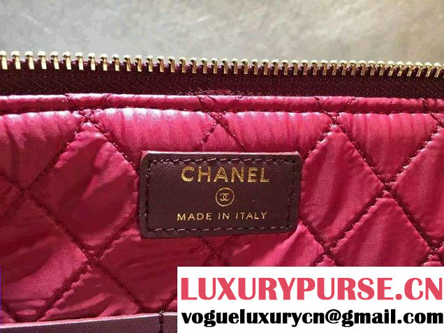Chanel Grained Calfskin Pouch Clutch Bag A82389 Black/Gold 2016