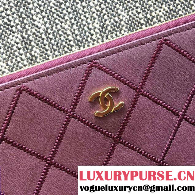 Chanel Calfskin Pouch Clutch Bag A82394 Date Red 2016