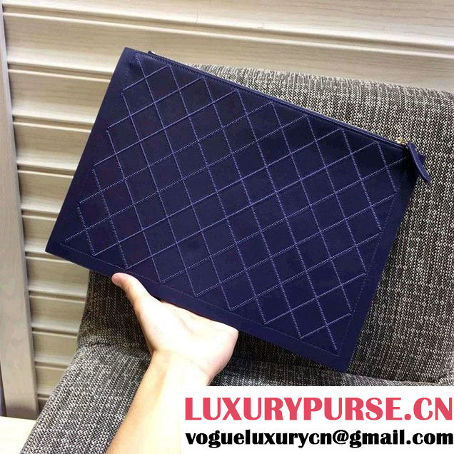 Chanel Calfskin Pouch Clutch Bag A82394 Blue 2016