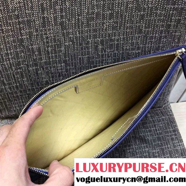 Chanel Calfskin Pouch Clutch Bag A82394 Blue 2016