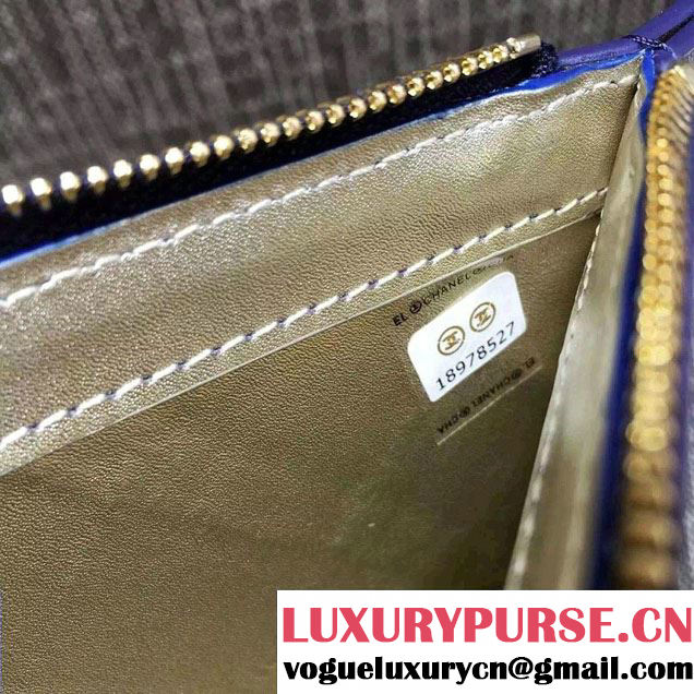 Chanel Calfskin Pouch Clutch Bag A82394 Blue 2016