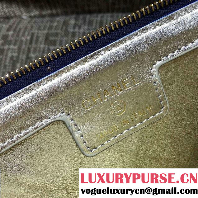 Chanel Calfskin Pouch Clutch Bag A82394 Blue 2016
