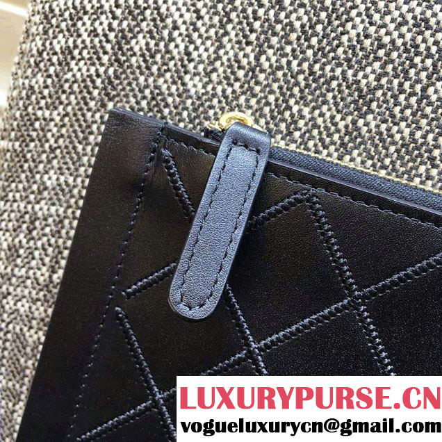 Chanel Calfskin Pouch Clutch Bag A82394 Black 2016