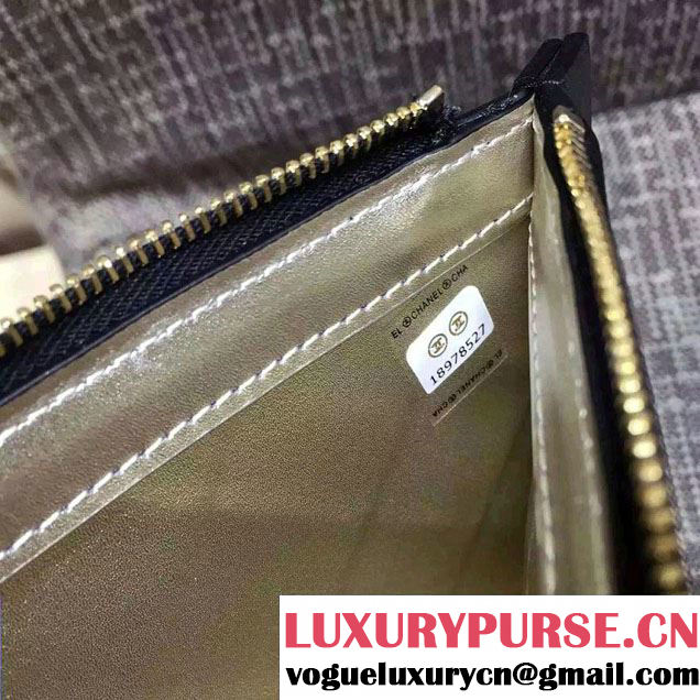 Chanel Calfskin Pouch Clutch Bag A82394 Black 2016