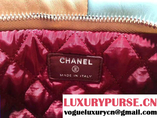 Chanel Multicolor Patchwork Zipped Pouch Clutch Bag 2016