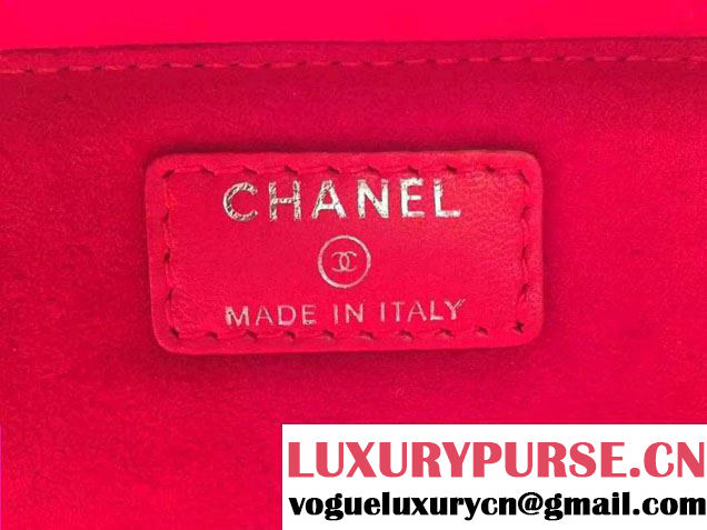 Chanel Lambskin Cosmetic Pouch Long Bag Red 2016