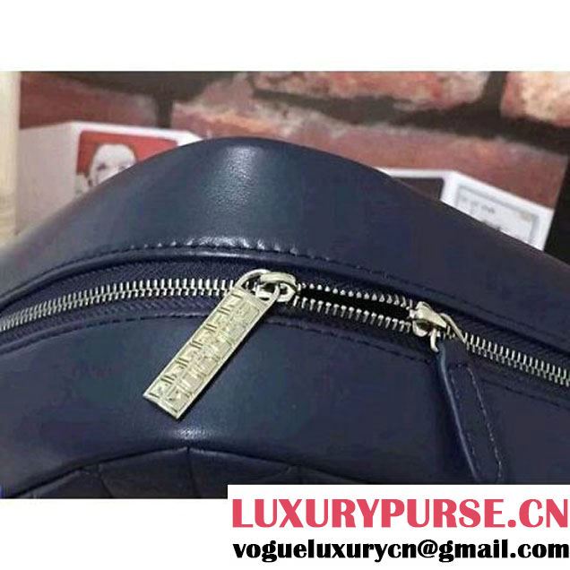 Chanel Lambskin Cosmetic Pouch Large Bag Navy Blue 2016