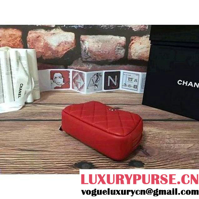 Chanel Lambskin Cosmetic Pouch Small Bag A80909 Red 2016