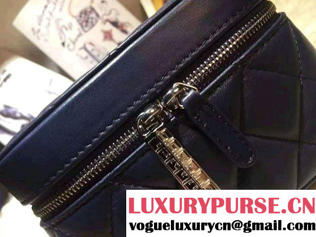 Chanel Lambskin Cosmetic Pouch Watch Case Bag A80920 Navy Blue 2016