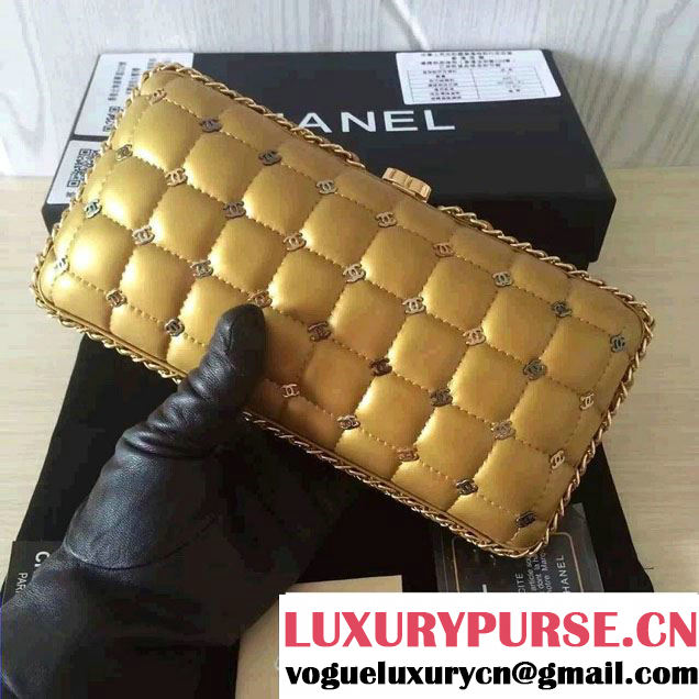 Chanel Lambskin/Light Gold Metal CC Logo Chain Evening Bag A94403 Gold 2016