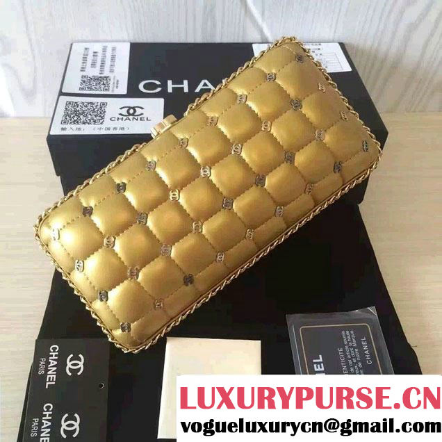 Chanel Lambskin/Light Gold Metal CC Logo Chain Evening Bag A94403 Gold 2016