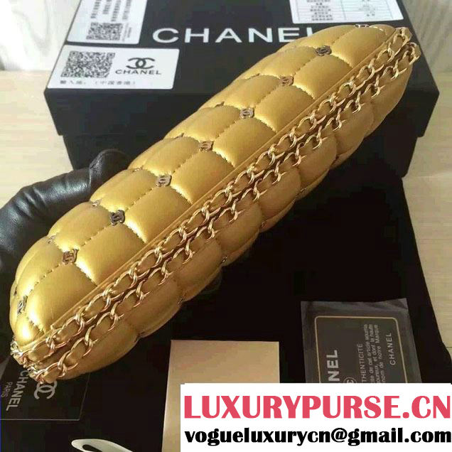 Chanel Lambskin/Light Gold Metal CC Logo Chain Evening Bag A94403 Gold 2016