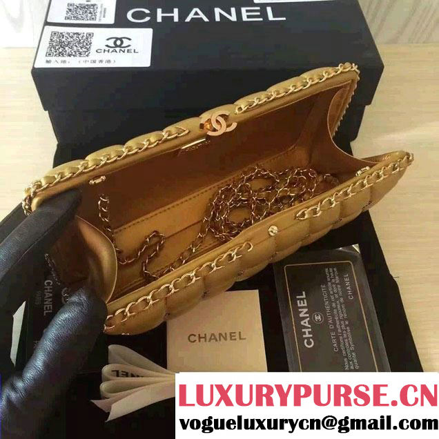 Chanel Lambskin/Light Gold Metal CC Logo Chain Evening Bag A94403 Gold 2016