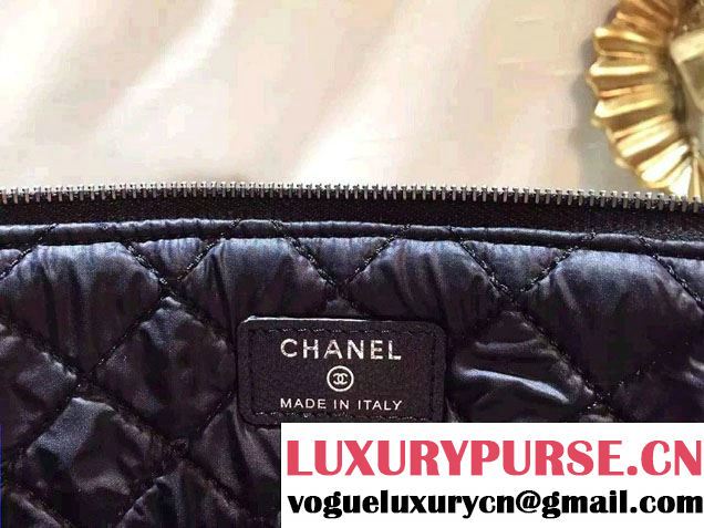 Chanel Calfskin Chain Boy Zip Pouch Clutch Small Bag A80571 Black 2016