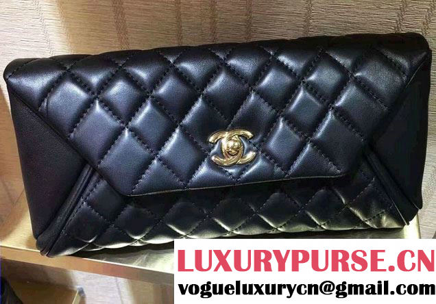 Chanel Goatskin Clutch Bag A98558 Black 2016