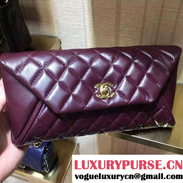 Chanel Goatskin Clutch Bag A98558 Date Red 2016