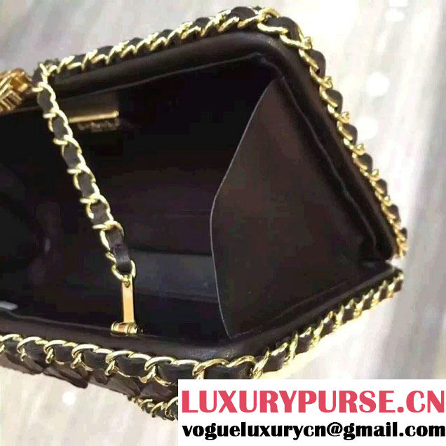 Chanel Python Evening Chain Shoulder Clutch Bag A94463 Black/White 2016
