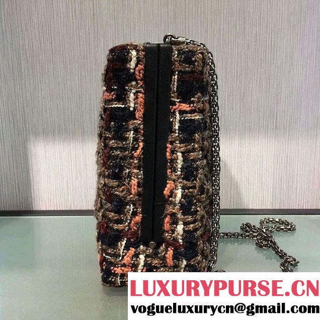 Chanel Lambskin/Ruthenium Metal Kiss-Lock Cosmetic Shoulder Small Bag A93455 Tweed Multicolor 2016
