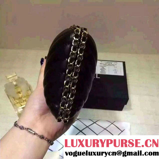 Chanel Chevron Chain Shoulder Clutch Bag Black 2016