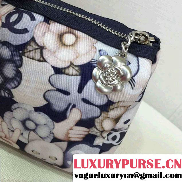 Chanel Emoticon Printed Fabric Large Pouch Clutch Bag A82449 Gold 2016