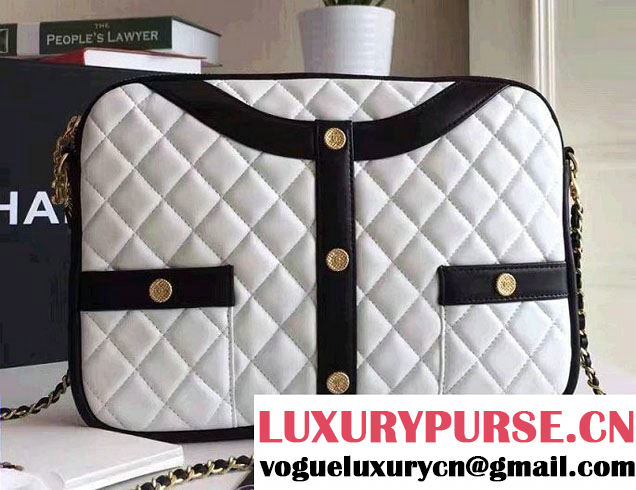 Chanel Lambskin Girl Chanel Chain Clutch Bag A91386 White 2016