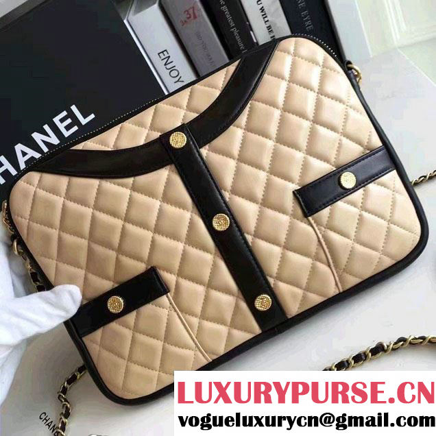 Chanel Lambskin Girl Chanel Chain Clutch Bag A91386 Beige 2016