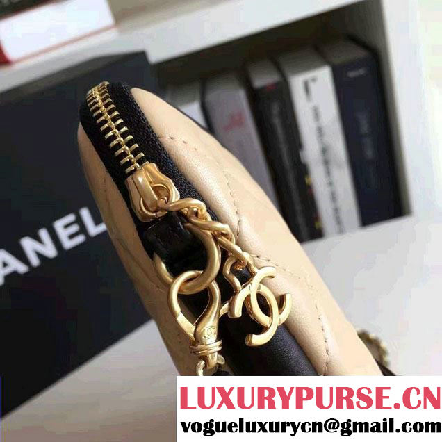 Chanel Lambskin Girl Chanel Chain Clutch Bag A91386 Beige 2016