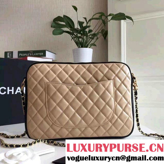 Chanel Lambskin Girl Chanel Chain Clutch Bag A91386 Beige 2016