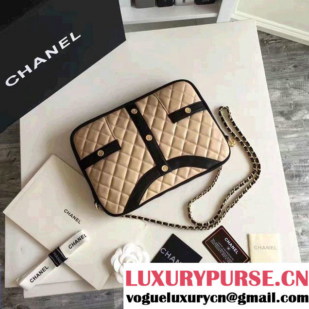 Chanel Lambskin Girl Chanel Chain Clutch Bag A91386 Beige 2016