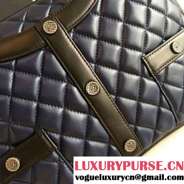 Chanel Lambskin Girl Chanel Chain Clutch Bag A91386 Navy Blue 2016