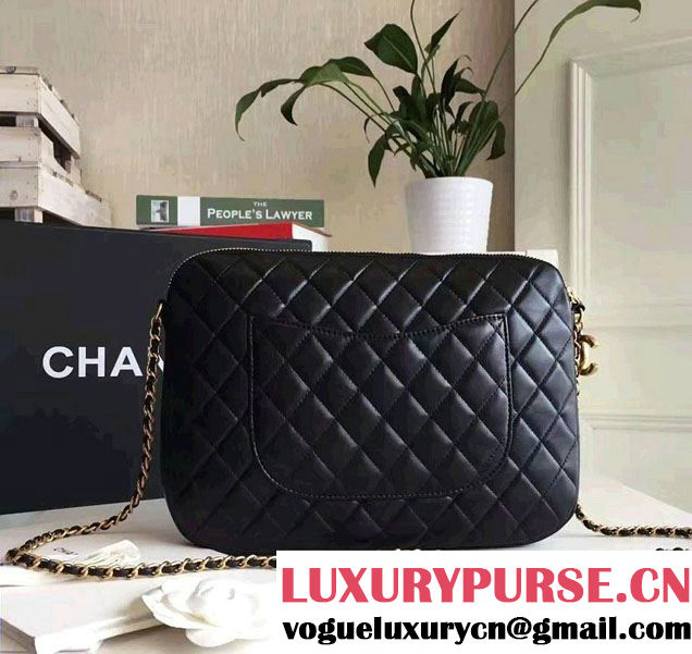 Chanel Lambskin Girl Chanel Chain Clutch Bag A91386 Black 2016