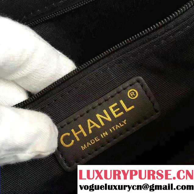 Chanel Lambskin Girl Chanel Chain Clutch Bag A91386 Black 2016