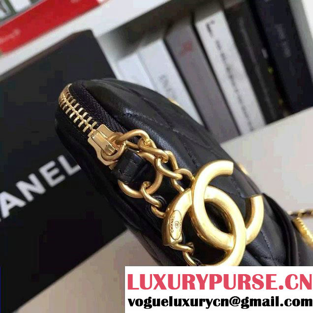 Chanel Lambskin Girl Chanel Chain Clutch Bag A91386 Black 2016