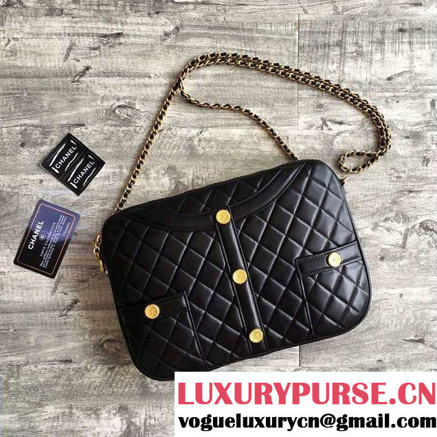 Chanel Lambskin Girl Chanel Chain Clutch Bag A91386 Black 2016