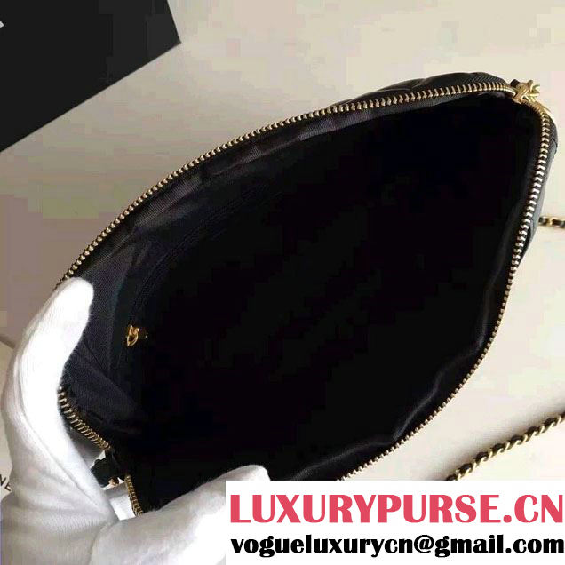 Chanel Lambskin Girl Chanel Chain Clutch Bag A91386 Black 2016