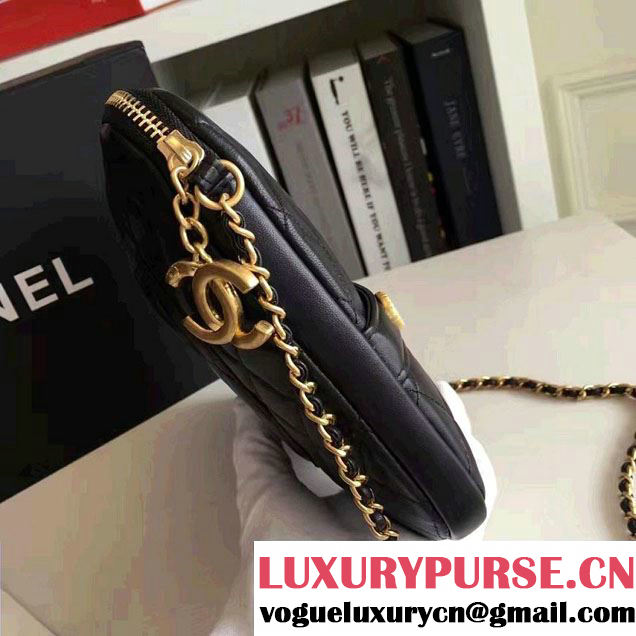 Chanel Lambskin Girl Chanel Chain Clutch Bag A91386 Black 2016