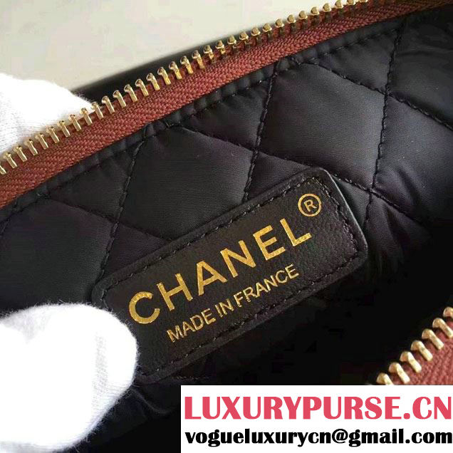 Chanel Python and Calfskin Clutch Pouch Bag Bronze/Black 2016
