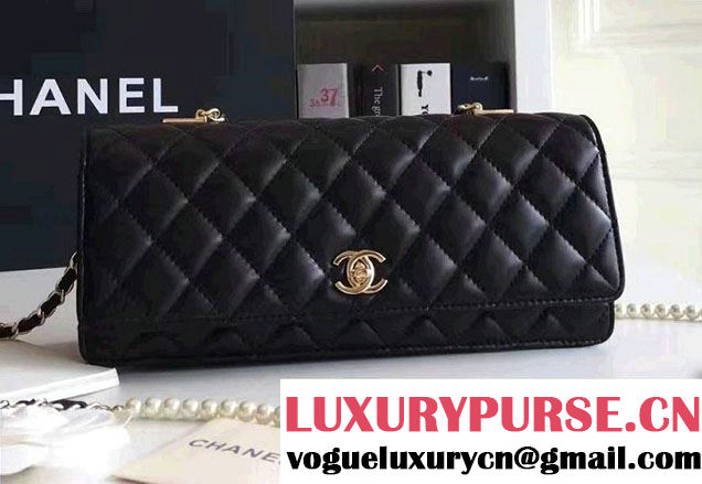 Chanel Lambskin with Fantasy Pearls Evening Flap Bag A98571 Black 2016