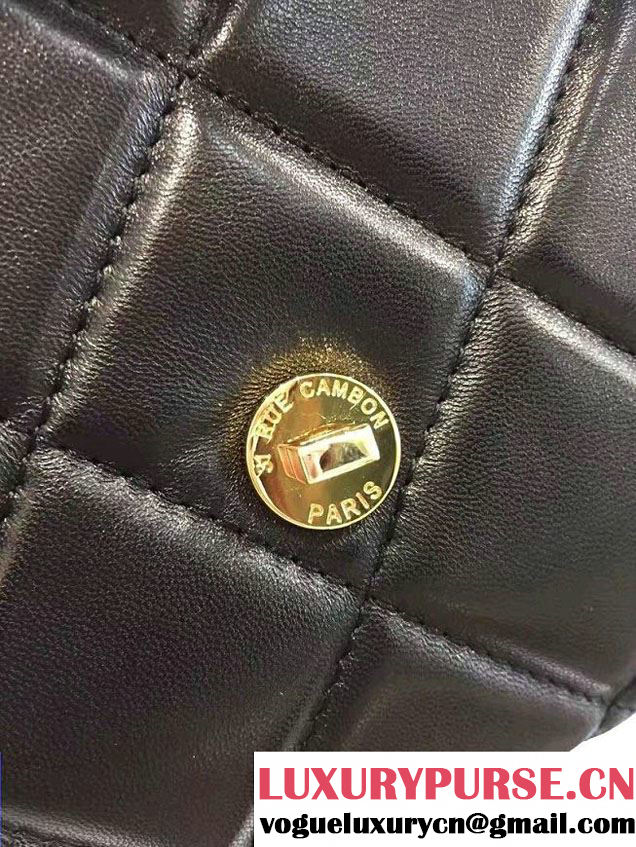 Chanel Lambskin Retro Label Chain Clutch Bag A93625 Black 2016