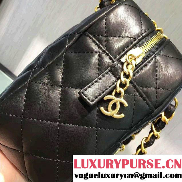 Chanel Lambskin Girl Chanel Chain Clutch Small Bag A91407 Black 2016