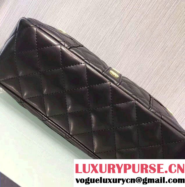 Chanel Lambskin Girl Chanel Chain Clutch Small Bag A91407 Black 2016
