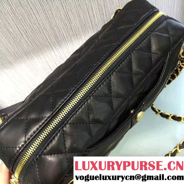 Chanel Lambskin Girl Chanel Chain Clutch Small Bag A91407 Black 2016