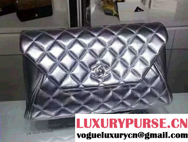 Chanel Fold Up Again Clutch Bag A98558 Silver/Silver 2016