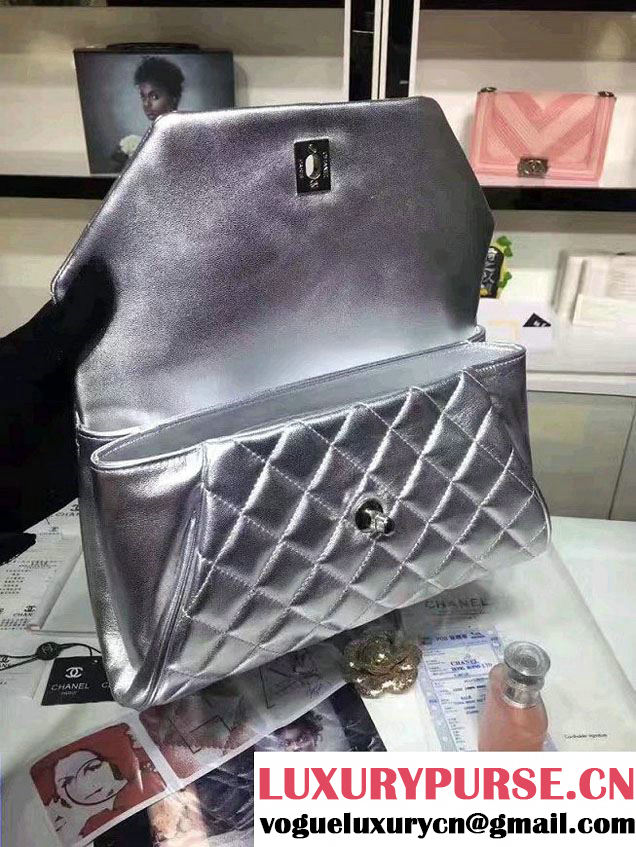 Chanel Fold Up Again Clutch Bag A98558 Silver/Silver 2016