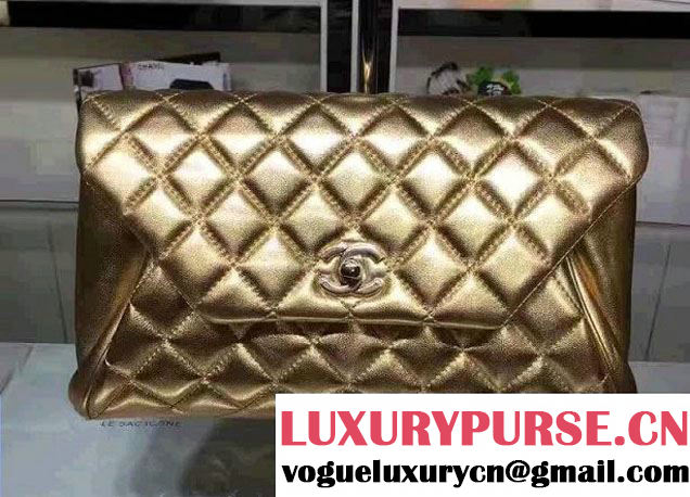 Chanel Fold Up Again Clutch Bag A98558 Gold/Gold 2016