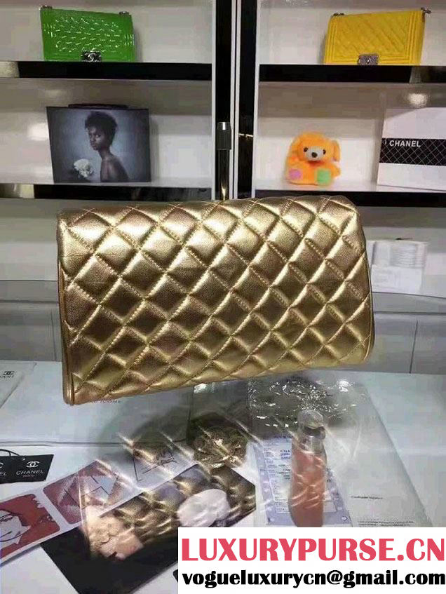 Chanel Fold Up Again Clutch Bag A98558 Gold/Gold 2016