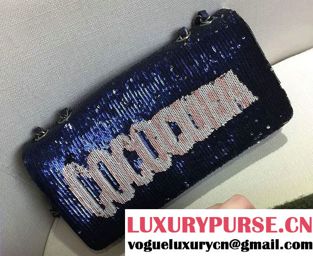 Chanel Sequins Coco Cuba Clutch Bag A98612 Blue Cruise 2017